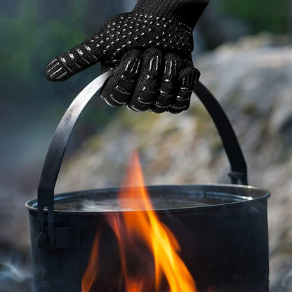 Heat Resistant Oven Gloves Slip Resistant BBQ Gloves - Black