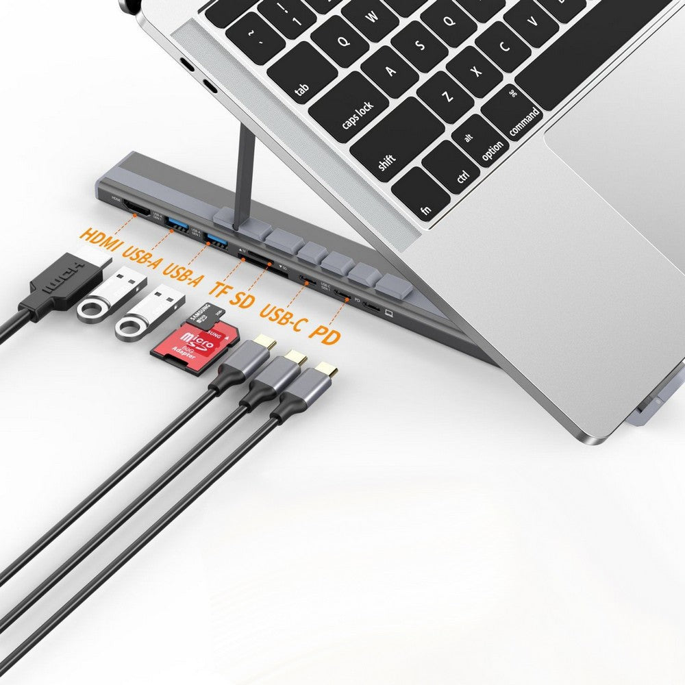 8-in 1 Laptop Stand with Docking Station USB 3.0 PD 100W 4K HDMI for MacBook