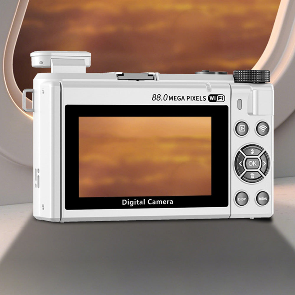 8K Digital Camera with Flip Screen and Remote Control-White