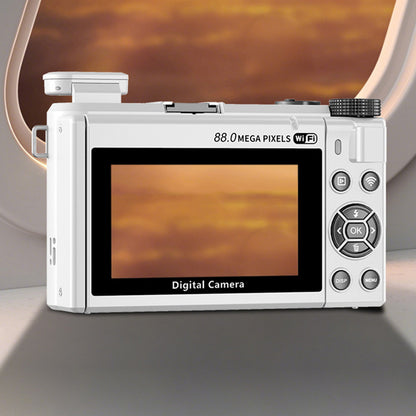 8K Digital Camera with Flip Screen and Remote Control-White