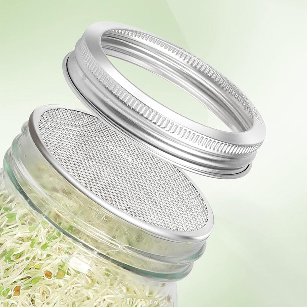 Stainless Steel Sprouting Lid with Mesh Filter for 32 oz Wide Mouth Mason Jars