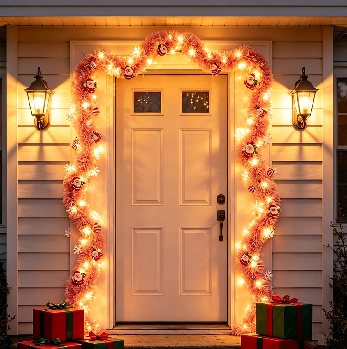 2 Pack Christmas LED String Lights LEDs Battery Powered Garland - Pink