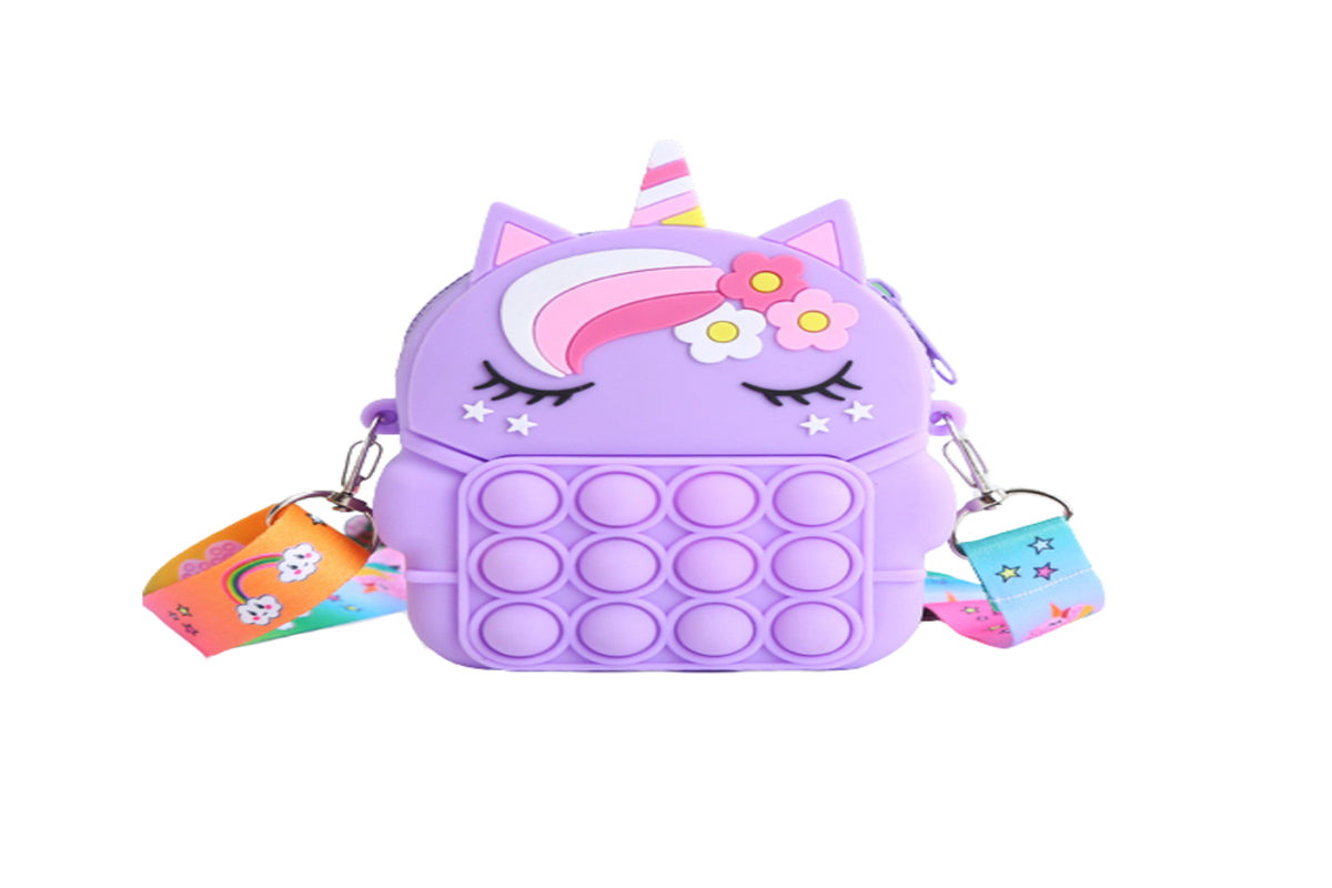 Unicorn Pop Purse for Girl and Women Pop Bag Toy-Purple