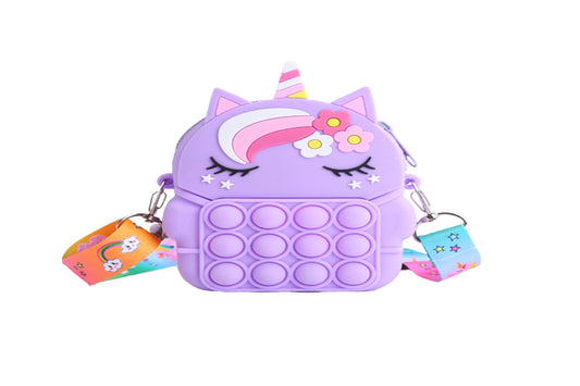 Unicorn Pop Purse for Girl and Women Pop Bag Toy-Purple