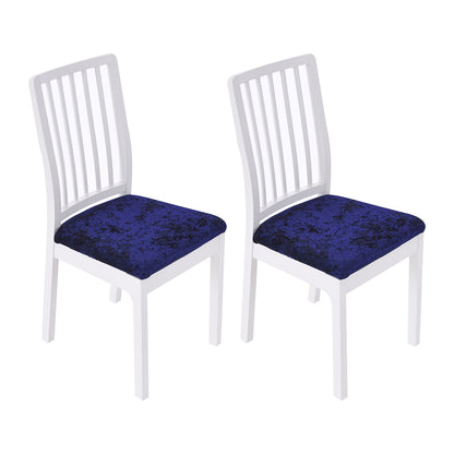 2Pcs Velvet Dining Chair Seat Covers Stretch Chair Seat Cushion Cover -Blue