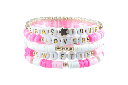 2Pcs Bracelets Set Mid Friendship Inspired Jewelry Gifts For Girls Concert Fans Bracelet-Orange And Pink