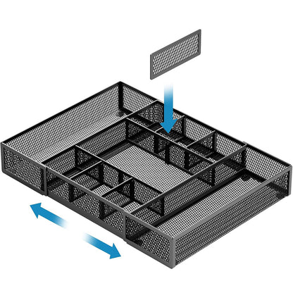 Expandable Desktop Drawer Organizer with Adjustable Dividers - Black