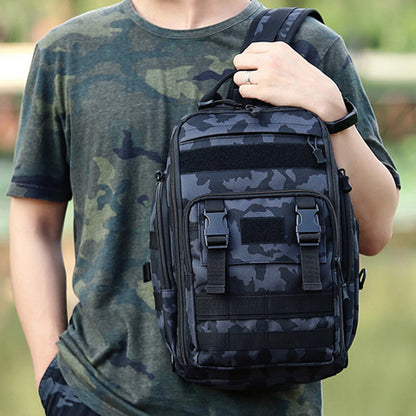 Fishing Tackle Backpack with Rod Holder Outdoor Shoulder Bag for Fishing Gear Storage Deep Blue