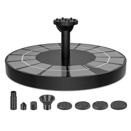 Solar Water Fountain Pump 2.5W with 6 Spray Nozzles for Bird Baths Ponds and Gardens