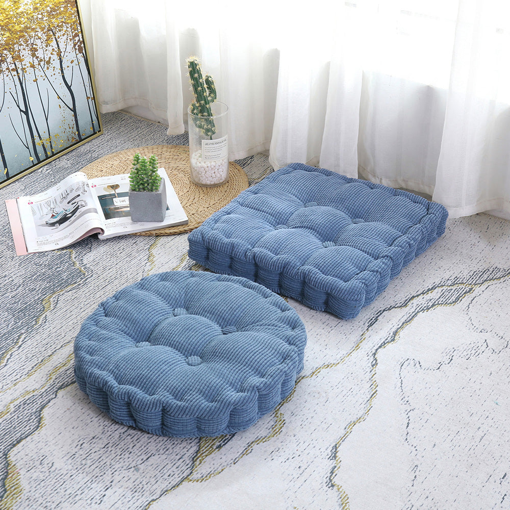 Square Seat Cushion Patio Tatami Meditation Mat Seat Pillow Blue