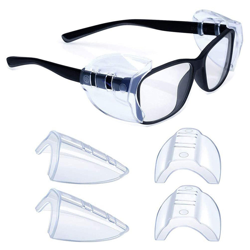 4-Pack Clear Side Shields Flexible Universal Eye Protection for Glasses