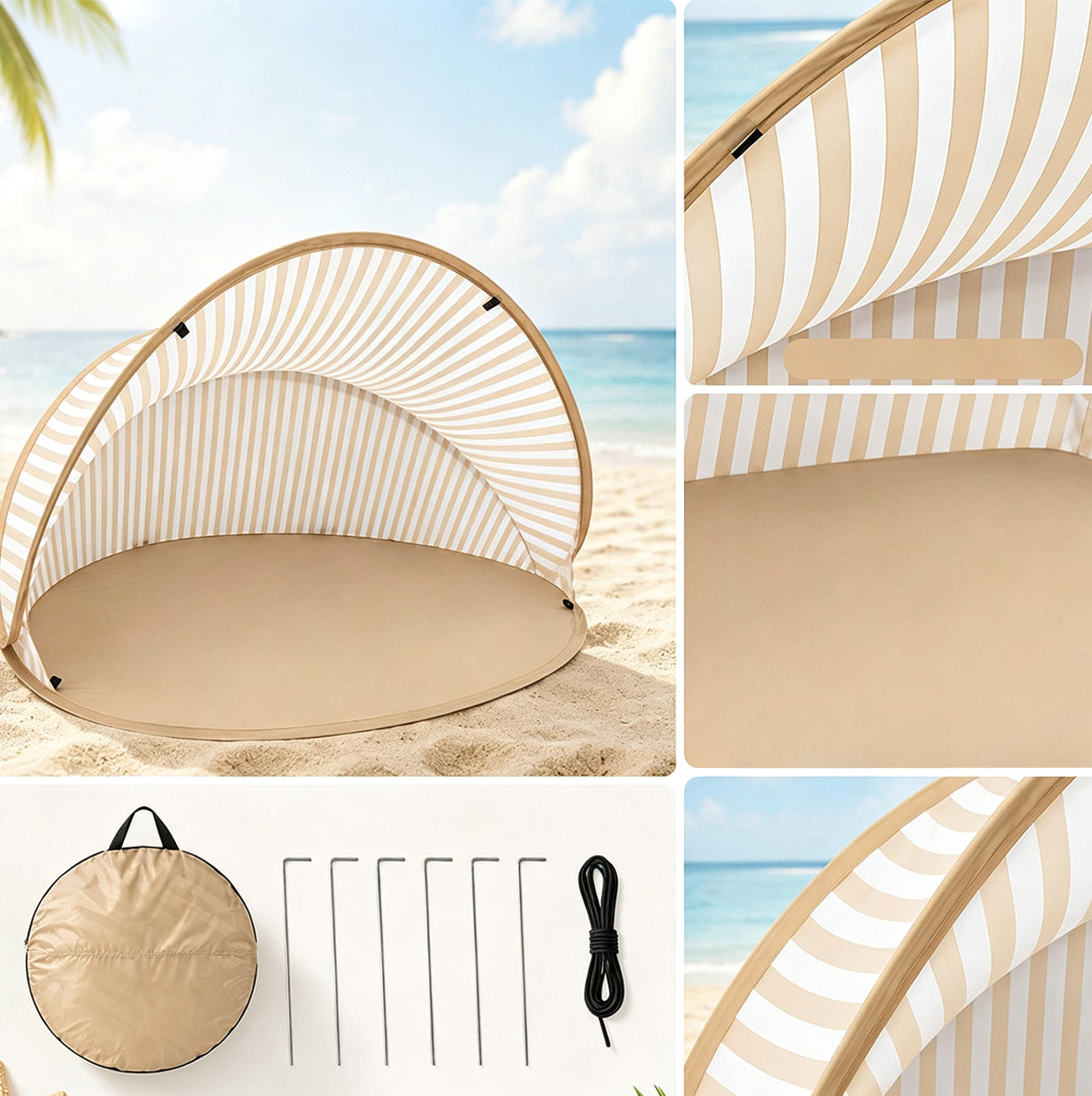 Pop Up Beach Sun Shade Tent for 1 to 2 People - White