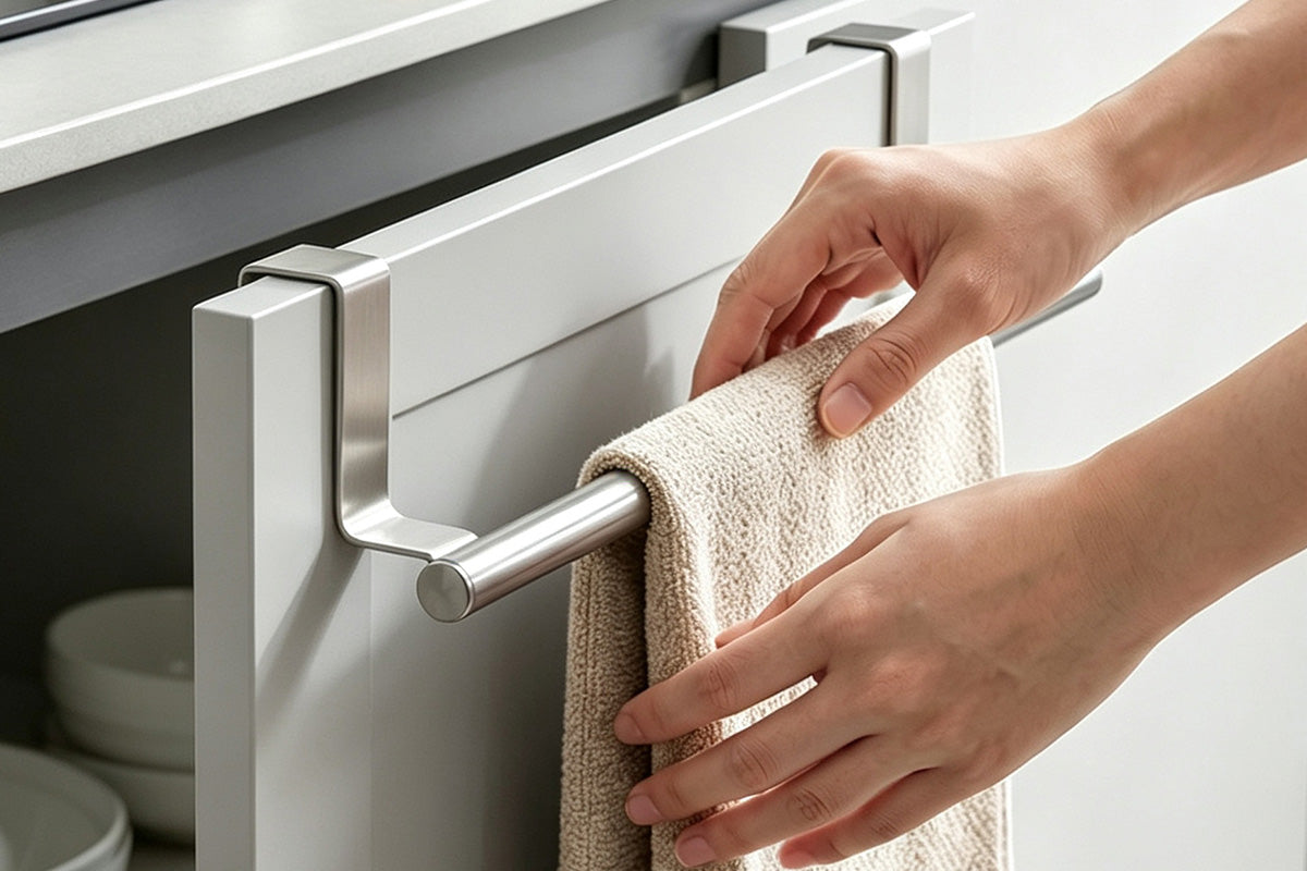 Stainless Steel Cabinet Door Towel Holder-Silver