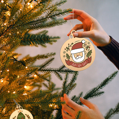 30Pcs Wooden Round Bauble Blank Hanging Ornament Christmas Tree Pendant DIY Craft