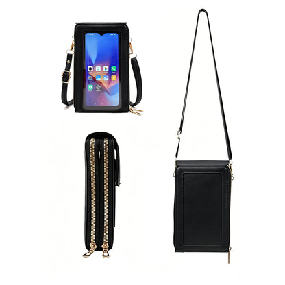 Touchscreen Crossbody Phone Bag Small Purse with Card Slots for Travel-Black
