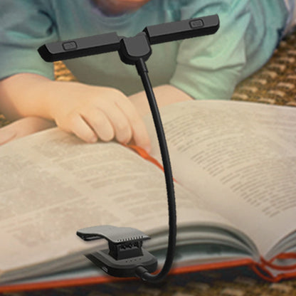 Dual Head Foldable LED Reading Clip Light with Adjustable Brightness
