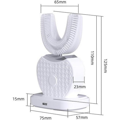 U-Shaped Electric Toothbrush 360-degree Sonic Cleaning Tooth Brush for Adults-white