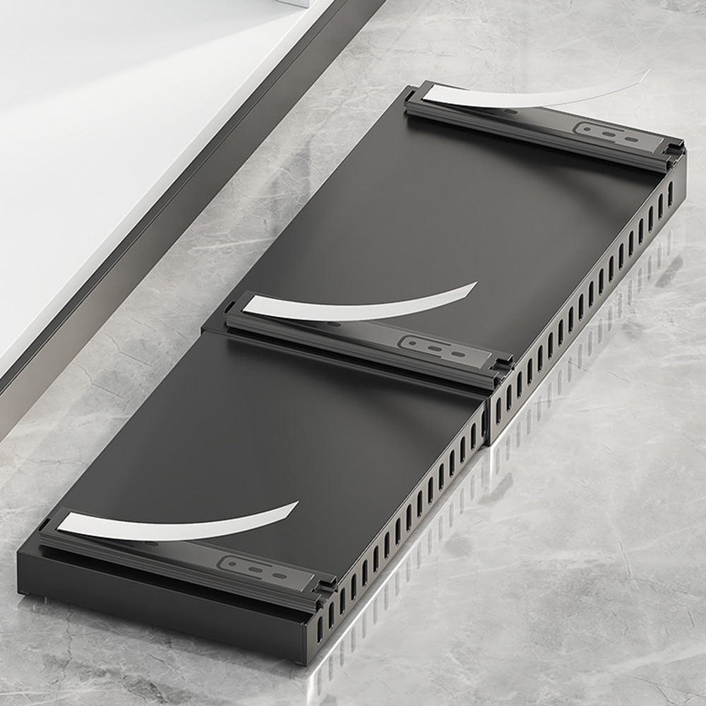 Horizontal Pull Out Organizer for Pots and Pans Sliding Storage Rack with Dividers for Kitchen Black