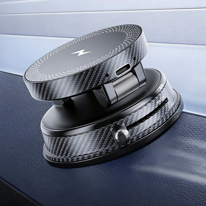 15W Magnetic Car Charger Vacuum Suction Foldable Phone Mount for Dashboard