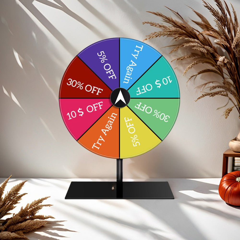 20CM Spinning Prize Wheel 8 Slots Tabletop Roulette Wheel with Stand