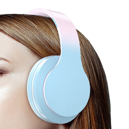 Foldable Kids Wireless Headphones Over Ear Bluetooth Headset with Mic Function Blue