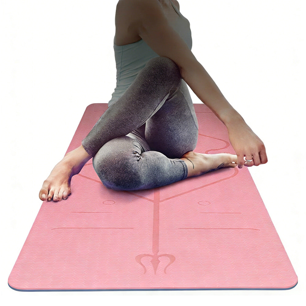 TPE Yoga Mat Exercise Fitness Sport Non Slip Workout Mat with Body Alignment Lines