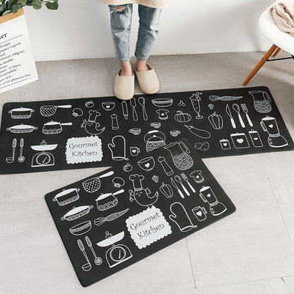 2-Piece Leather Kitchen Floor Mat Set