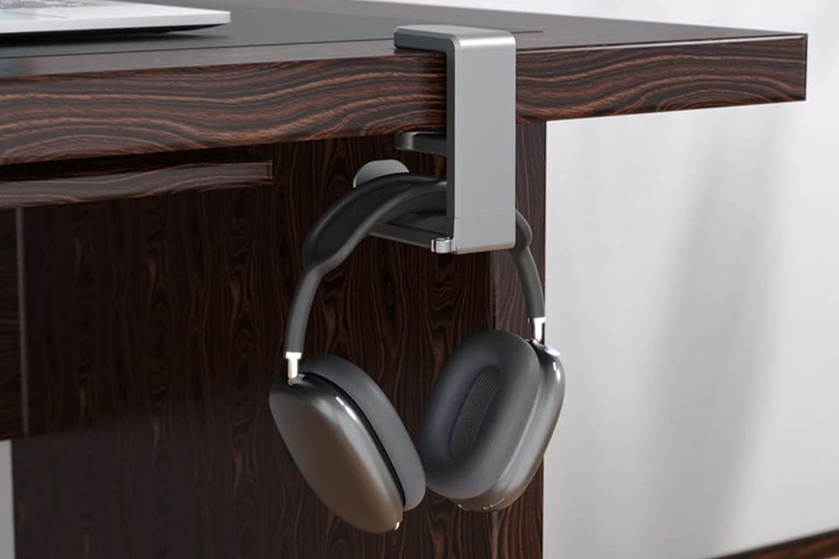 Headset Holder Headphone Hook Rotating Arm Under Desk Headphone Hanger -Black