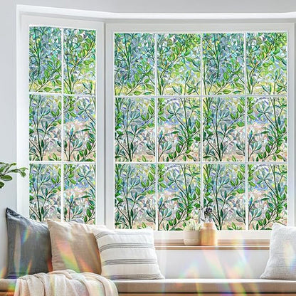 Rainbow Window Privacy Film Stain Glass Window Film For Day Night Privacy Protection