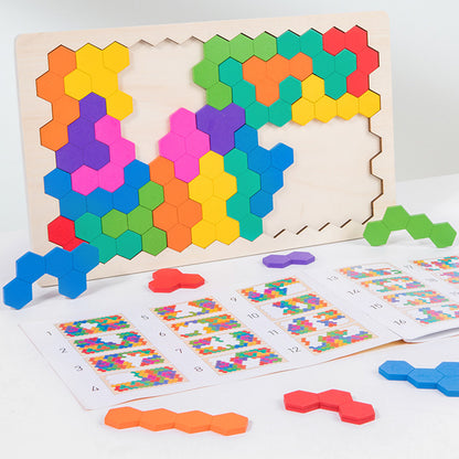 Wooden Tangram Puzzle Set STEM Educational Logic IQ Game Montessori Toy