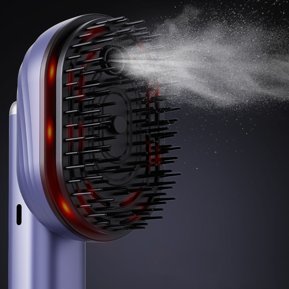 Wireless Electric Hair Comb with Vibration and Oil Mist Spray-Blue