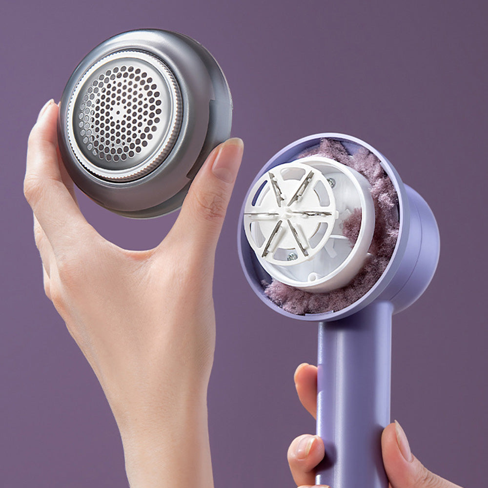 Electric Lint Remover with 3 Speed Levels LED Display 3 Replacement Blades for Clothes-Purple
