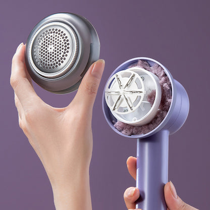 Electric Lint Remover with 3 Speed Levels LED Display 3 Replacement Blades for Clothes-Purple