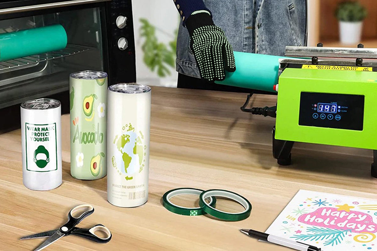 4Pcs Set Sublimation Tumblers Silicone Sleeve Kit for 20 oz Skinny Straight Blanks Cups-Green