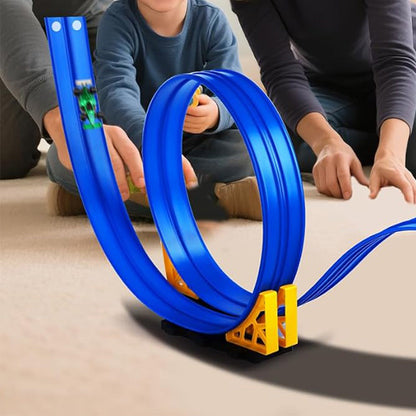 4M Flexible Race Track Toy DIY Bendable Ramp with Suction Cups Roll-Up Car Track Set Blue