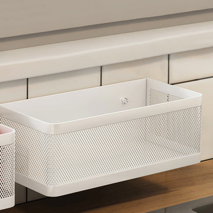 Punching-Free Hanging Storage Baskets Organizer Wall Mount Storage Bin Rack for Kitchen Bathroom White