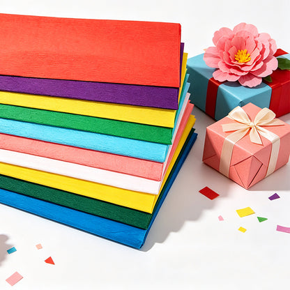 10 Crepe Paper Sheets for Gift Wrapping and Flower Crafts - Mixed Color