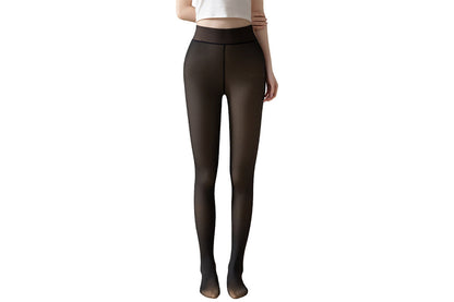 Plus Size Sheer Tights Thermal Pantyhose Bare Legs Illusion Warm - Black