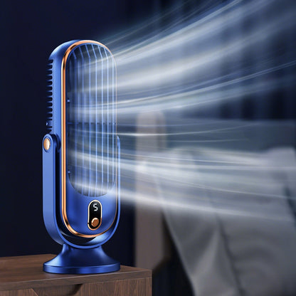 Wireless Cooling Table Fan Portable Tower Fan With 5 Speeds And 720 Degrees Oscillation-Blue
