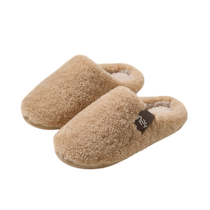 Women's Fuzzy Slip-on Slippers Comfy Lightweight House Scuff Slippers Closed Toe-Khaki