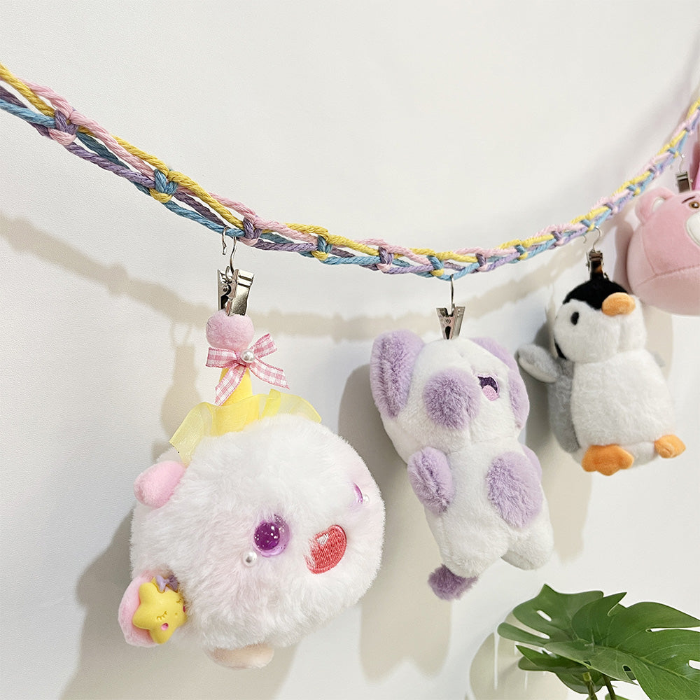 200CM Cotton Rope Hanger with 20 Clips for Photos Plush Toys-Mixed