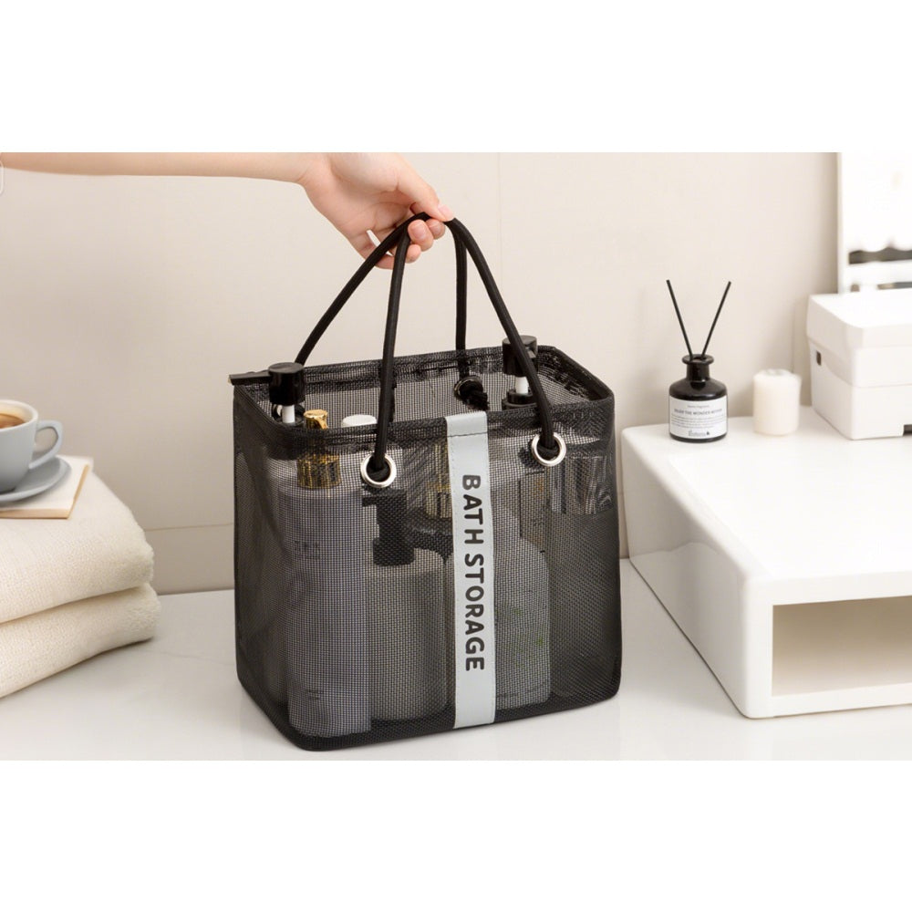 Foldable Mesh Bath Storage Bag with Handle