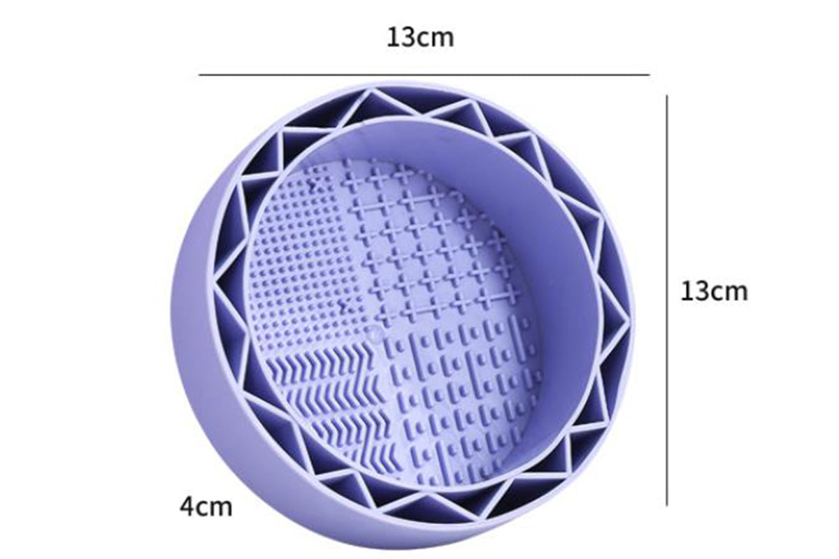 Makeup Brush Cleaning Mat With Brush Makeup Brush Cleaning Holder Bowl-Purple