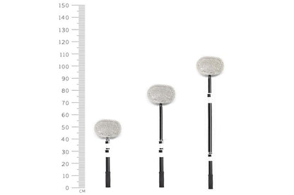 102cm Telescopic Adjustable Car Wash Mop Brush Kit with 15 Degree Curved Long Handle for Vehicle Cleaning -WhiteBlack