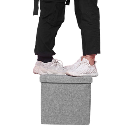 Foldable Storage Ottoman Shoe Bench with Thick Foam Lid - Grey