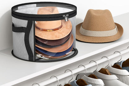 2Pcs Oversized Hat Storage Bag Wide Brims Hat Case for Women Closet-Grey