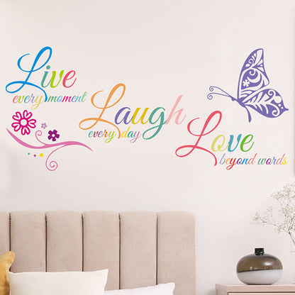 Colorful Live Love Laugh Wall Sticker Motivational Wall Decals -Multi