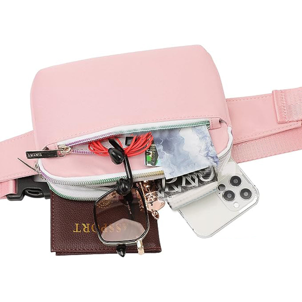 Chest Waist Packs Fanny Pack Waist Belt Bag for Women and Men Pink