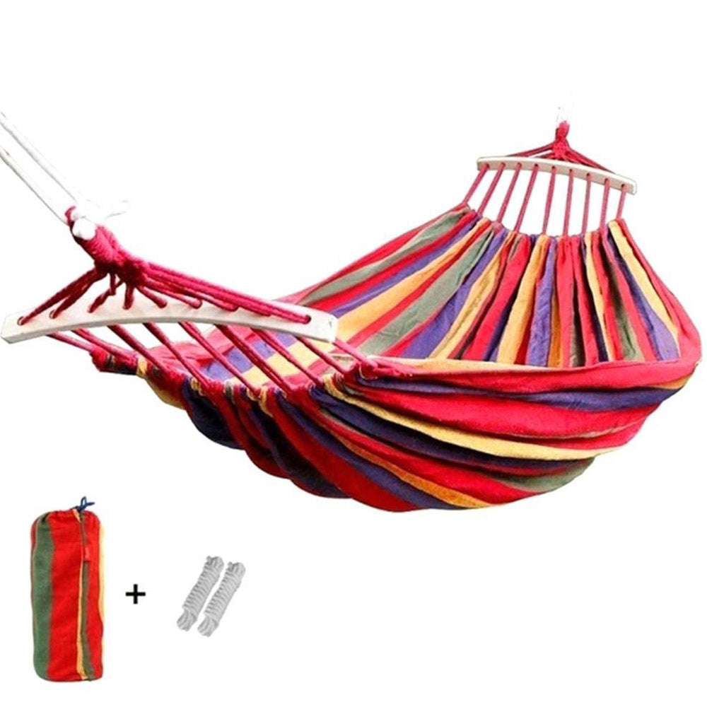 185 x 80cm Red Striped Hanging Hammock Swing Single People Swing Heavy Duty Camping Hammock