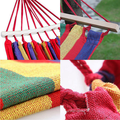 185 x 80cm Red Striped Hanging Hammock Swing Single People Swing Heavy Duty Camping Hammock